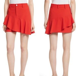 Alice + Olivia Nisa Ruffle Miniskirt In Apple red size 2 EUC